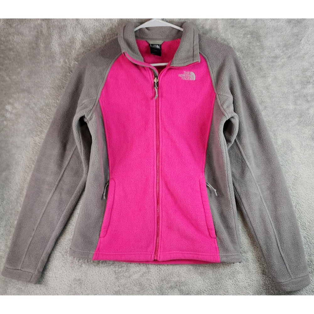 The North Face Fleece Jacket Womens Small Pink Gray Full Zip Outdoor Casual